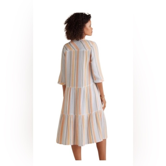 NWT Soft Surroundings Laguna Gauze Dress Peach Stripe Boho Lagenlook Beachy,SP - Picture 9 of 15